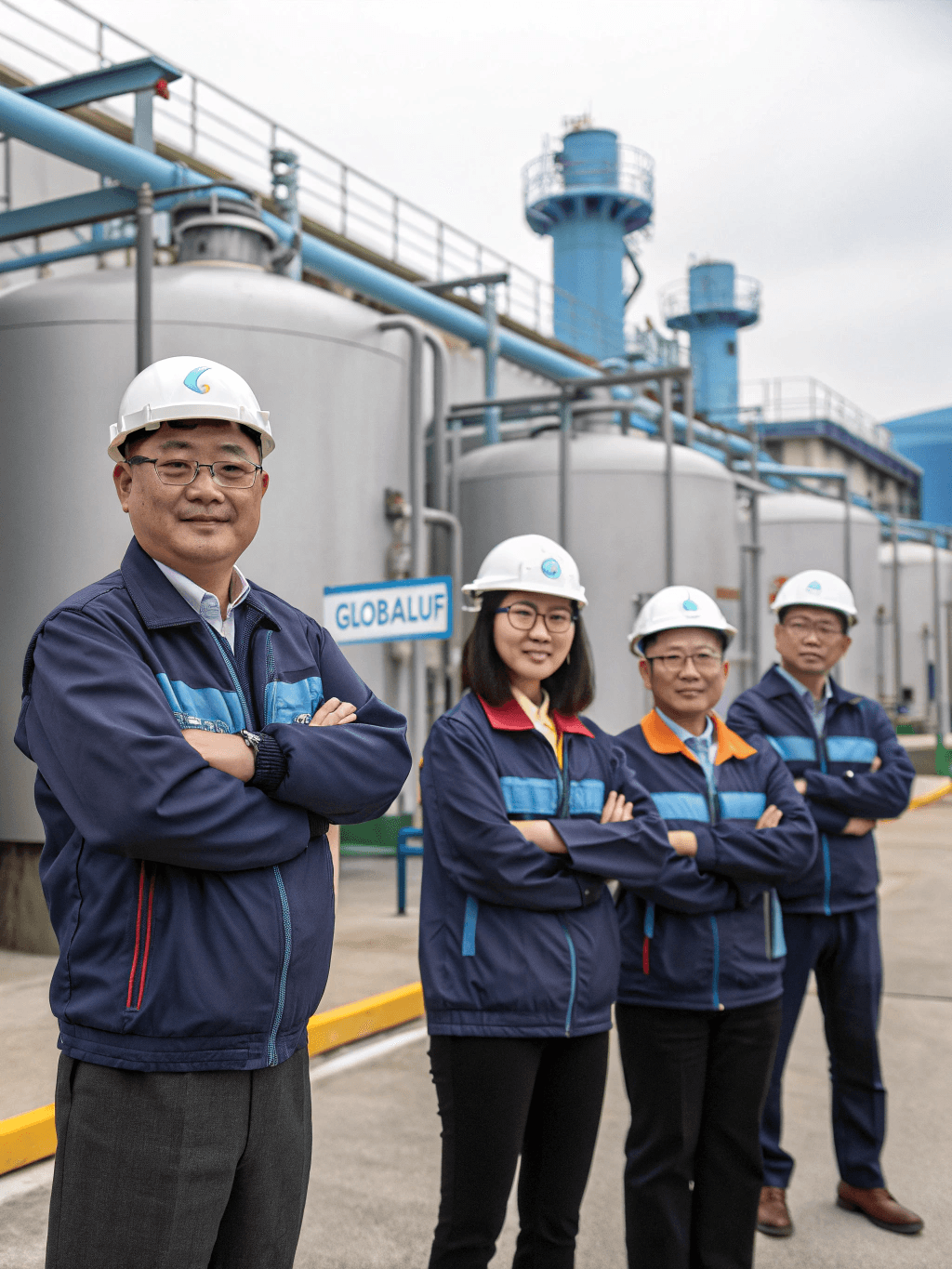 Globaluf professional engineering team at the manufacturing plant